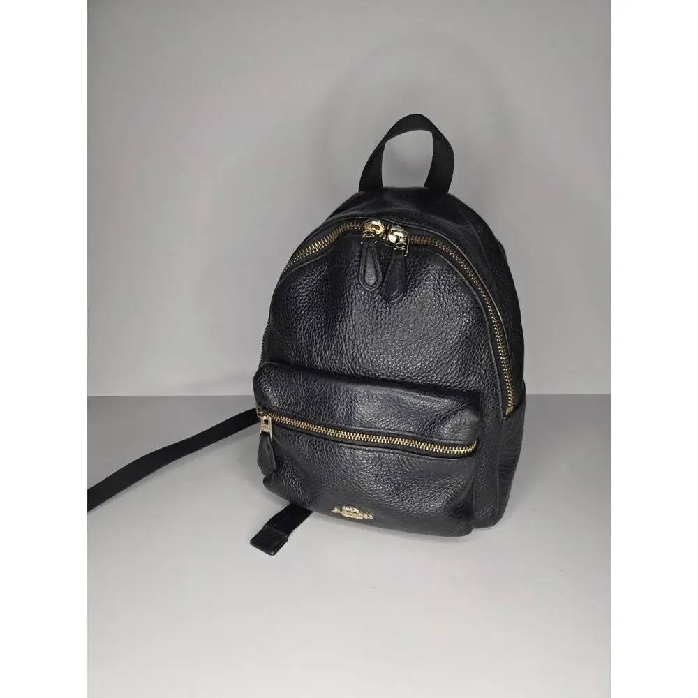Coach Mini Small Charlie Backpack Pebbled Leather Black F28995